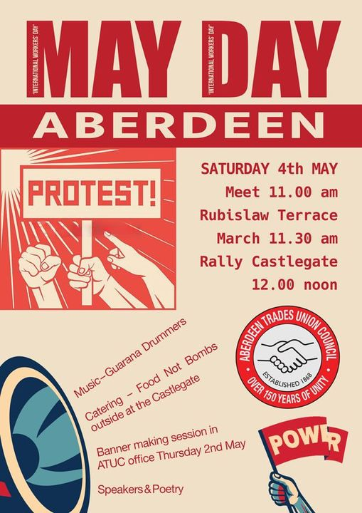 May Day Rally Poster Aberdeen 2024